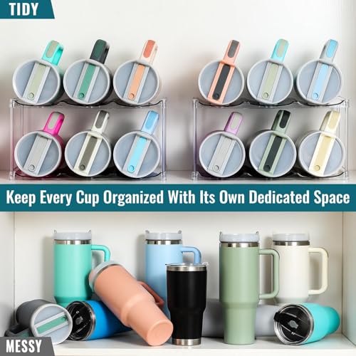 Design for Stanley 40 OZ & Large Bottles & Tumblers with Handle, Acrylic Water Bottle Organizer - Stackable Clear Wine Rack, Cup Holder for Home Kitchen Pantry Shelf Countertop Cabinet, 2 Tier Hold 6 - size: 2 Tier for 6