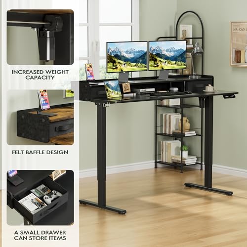Homall Electric Standing Desk with 2 Drawers, Adjustable Height Computer Desk with Monitor Shelf Sit Stand Table with Splice Board Quick Install for Home Office (Black, 55 Inch) - color: Black, size: 55 Inch