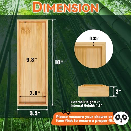 Lixple Bamboo Drawer Organizer for Kitchen Utensils, 2 Pack Stackable Cutlery Trays, Fits 1/2" Knives and Silverware, 10" x 3.5" x 2" (Outer), 9.3" x 2.8" x 1.3" (Inner) - color: Yellow, size: 10 x 3.5 x 2 Inch