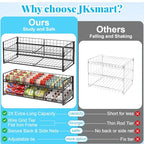 2-Tier Stackable Can Rack Organizer for Pantry Shelf, Long-Size Adjustable Can Holder for Kitchen Organization,Heavy Duty Can Dispenser for Canned Food Soup Goods up to 50 in Cabinet storage, Black - style: Length(25''W)-1 Pack