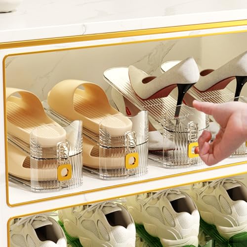 10Pack Shoe Slot Organizers Clear Shoe Stacker Organizer for Closet Shoe Holder Space Saver Rack Storage for Closet (Clear, 10Pack) - size: 10 PACK