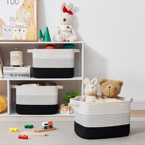 OIASKET Storage Basket for Organizing, Woven Baskets for Storage, Rectangle Decorative Baskets for Shleves, Closet, Toys, Books, Nursery Organizer Bins - Pack of 3 (Gradient Black, 13"x9.85"x8.7") - color: Gradient Black, size: 13"x9.85"x8.7"