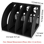 SAYEEC Sturdy Magazine Holder 4 Compartments Plastic Desktop File Organizer File Dividers Office Organizer Storage Document Magaizne Rack Display Box (Black) - color: Black-4 Sections