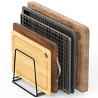 Cutting Board Organizer Kitchen Organizer Rack for Cutting Board, Bakeware, and Cookie Sheet, 5-Slot Heavy-Duty Steel Cookware Holder,Rust-Resistant with Anti-Slip Feet (2, Large) - size: Large（2PCS）