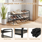 2 Tier Metal Shoe Rack, 27 Inch Wide Stackable Closet Shoe Organizer with Durable Mesh Shelves, Adjustable, Black - color: Black, size: 2 Tier