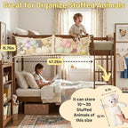 Ofiray-home Stuffed Animal Hammock, Bedside Stuffed Animal Storage Net Corner - Kids Nursery Wall Bedroom Home Decor, Cotton Bedside Toy Organizer Net with Tether, Stretches up to 47.25 In, Beige