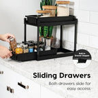 IRIS USA Under Sink Organizer, 2 Pack, Pull Out Under Cabinet Organizers and Storage, Kitchen Shelf Pantry Bathroom Under Counter, Cleaning Supplies, Vertical Spice Rack Slide Out Drawer, Easy Install - size: 2 Pack