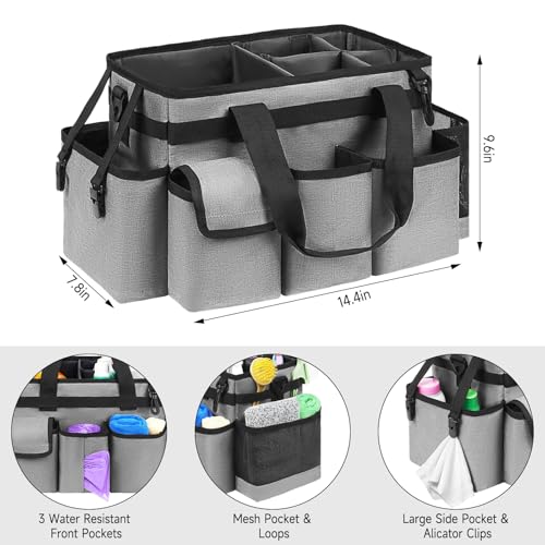 Cleaning Caddy,Cleaning Bag for Housekeepers,Cleaning Supplies Organizer with Handle,Gray - color: Grey, size: Medium