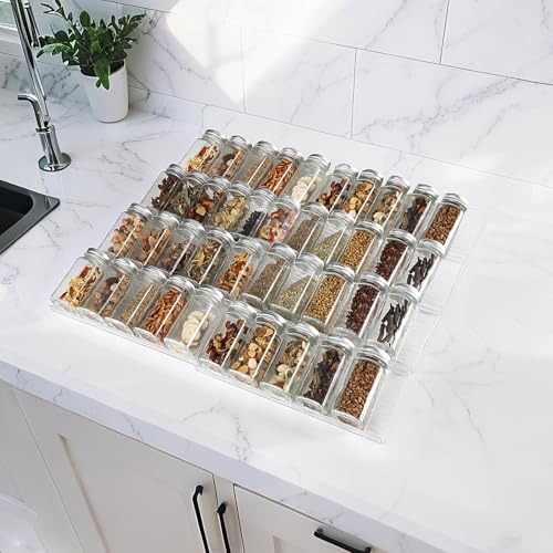 Spice Drawer Organizer, 8 Pcs Clear Acrylic Drawer Seasoning Organizer, Expandable From 11'' to 22'' Kitchen Spice Rack for Drawer, Ideal for Kitchen Spice Organization (Jars not included) - color: Clear, size: 11'' W x 8 Pcs