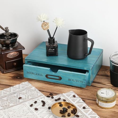 Wooden Storage Box Apothecary Drawers Vintage Wooden Drawers Wood Desktop Organizer Countertop Storage Box Library Card Catalog Cabinet Apothecary Cabinet（BLUE） - color: BLUE01