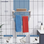 KOKOSIRI Towel Shelf with Double Towel Bars 16 Inches Bathroom Towel Rack Towel Holder Wall Mounted Stainless Steel, Brushed Nickel, B6005BR-L16 - color: Brushed Steel, size: 16 Inch