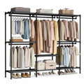 SONGMICS Clothes Rack, Portable Closet, Heavy-Duty Wardrobe Closet Organizer with Hanging Rails and Shelves, 79.9 Inches Tall, Total Load 297 lb, Easy Assembly, for Bedroom, Ink Black URDR212BZ01 - size: 89.8" L x 17.7"W x 79.9"H