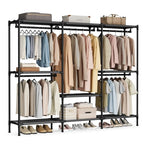 SONGMICS Clothes Rack, Portable Closet, Heavy-Duty Wardrobe Closet Organizer with Hanging Rails and Shelves, 79.9 Inches Tall, Total Load 297 lb, Easy Assembly, for Bedroom, Ink Black URDR212BZ01 - size: 89.8" L x 17.7"W x 79.9"H