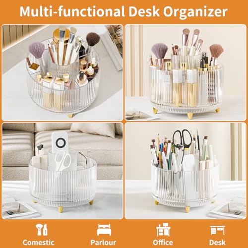 fanado 360° Rotate Makeup Brush Holder Organizer, Makeup Organizers Countertop, Makeup organization and Skincare Storage for Vanity, Desktop, Bathroom (Clear) - color: Clear