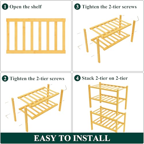 Smiry Shoe Rack, 4 Tier Small Bamboo Shoe Organizer, Stackable Free Standing Wooden Shoe Storage Shelf for Closet, Entryway, Front Door Entrance, Natural - color: Natural, size: 17.32" Wide - 4 Tier - Regular