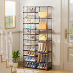 Ekisemio 12 Tier Shoe Rack Tall, Shoe Rack Organizer, Large Capacity Holds 34-50 Pairs, Boot Rack Organizer for Entryway, Closet, Garage, Black - size: 2 Row 12 Tiers