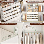 Aheaplus Closet System Set of 2, 4-9Ft Wood Closet Organizer with Drawers & Shelves, Closet Organizer System with 8 Hanging Rods, Walk-in Closets Organizer Wardrobe Closet Rack, White - color: White-2Sets