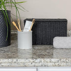 Household Essentials Small Handwoven Paper Rope Wicker Basket with Lid, Black - color: Black, size: Small (Pack of 1)