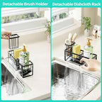 HapiRm Sponge Holder for Kitchen Sink - Self-draining Sink Caddy with Brush and Dishcloth Holders with Sloping Drainage - Black - color: Black-sloping, size: with Dishcloth Holder