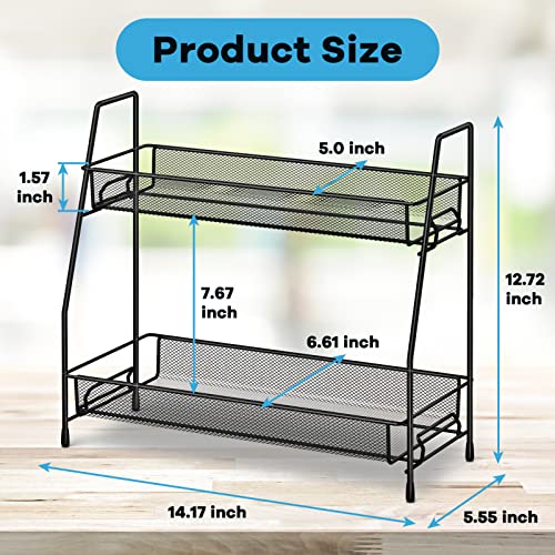SPISPI Spice Rack Organizer for Cabinet, Bathroom Organizer Countertop, Bathroom Counter Organizer, Kitchen Countertop Organizer, Bathroom Vanity Organizer - color: Black, size: 14.17 x 12.72 x 5.55 inches