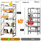Shintenchi 5 Tiers Bookshelf, Classically Tall Bookcase Shelf,Industrial Book Rack,Modern Book Holder in Bedroom/Living Room/Home/Office, Storage Rack Shelves for Books/Movies,Gold - color: Gold