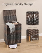 SONGMICS 2-Section Laundry Hamper with Lid, 29 Gal (110L) PE Rattan Laundry Basket with Removable Washable Liners, for Bedroom & Living Room, Chestnut Brown ULCB222ME01 - color: Chestnut Brown, size: 110 L (2 Basket)