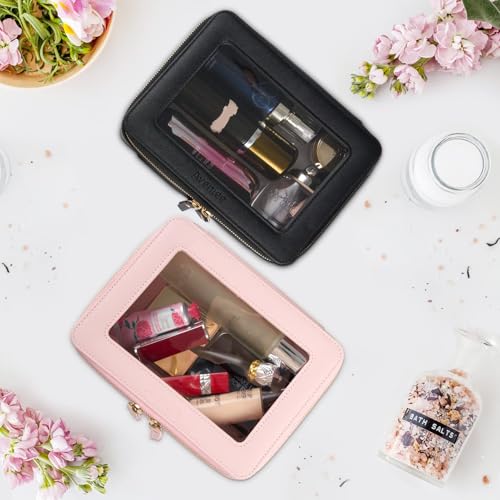 Aveniee Clear Makeup Bag Organizer,Large Travel Toiletry Bag for Women, Waterproof Cosmetic Pouch with Zippers,Car Organizers and Storage Case for Accessories,Black - color: Black, style: Large Glam