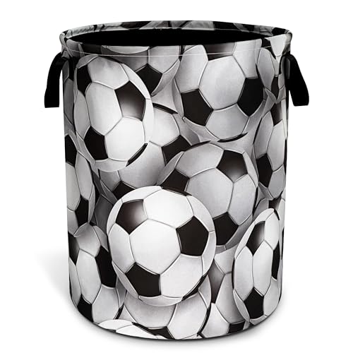 Soccer Ball Laundry Basket Oxford Cloth Funny Ball Laundry Hamper With Handle Foldable Portable Clothes Storage Basket 18.9 X 16.5 In Storage Bag For Laundry Room/Bathroom/Bedroom/Dormitories - color: Soccer Ball
