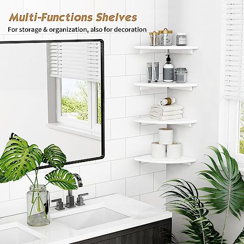 Forbena White Corner Floating Shelves for Wall Set of 4, Rounded Corner Shelves Wall Mounted for Kids Bedroom Books, Cute Wood Hanging Corner Shelf for Bathroom Decor, Living Room, Small Spaces - color: 1. White, size: 10" Depth
