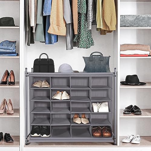 STORAGE MANIAC Stackable Shoe Cubby Organizer, Free Standing Shoe Cube Rack for Entryway, Bedroom, Apartment, Closet, 20-Cube Gray - color: Grey, size: 20-Cube