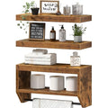 QEEIG Bathroom Floating Shelves for Wall - Shelf Over Toilet Paper Storage Farmhouse 16 inch Set of 3, Rustic Brown (028-40BN3) - color: Rustic Brown