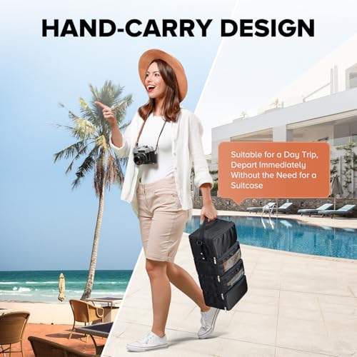 Suitcase Organizer, Travel Luggage Organizer Hanging Shelves Packing Cube Closet/Collapsible Portable Travel Organizer for Carry-on - color: Black-S-4 Tier, size: Small