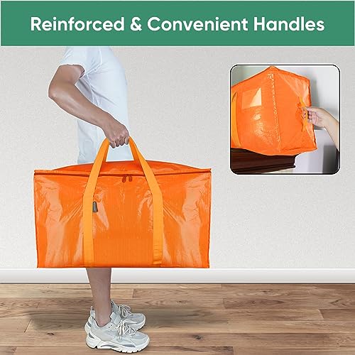BALEINE 2-Pack Oversized Moving Bags with Reinforced Handles, Heavy-Duty Storage Tote for Clothes, Moving Supplies (Orange, 2-Pack) - color: Orange, size: 2-Pack