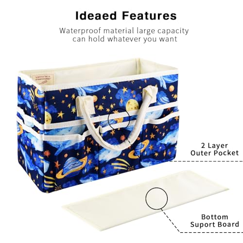 E-WEICHEN Craft Organizer Tote Bag Art Storage Caddy with Multiple Pockets Containers for Art,Craft,and Office Supplies Storage.Dark Whale - color: Dark Whale