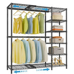 VIPEK X2 Expandable Reach-in Closet Racks Adjustable from 3'3" to 4'8" Portable Open Walk-in Closet Rack System with Flexible Shelves and Hanger Rods Clothing Rack for Hanging Clothes, Black - color: Black