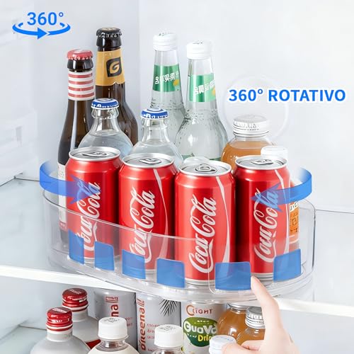 Drink Organizer for Fridge - 360° Rotating Lazy Susan for Refrigerator, 13.5''x8.5'' Clear Lazy Susan Turntable for Refrigerator Organizers and Storage, Kitchen, Table Top, Cabinet, Pantry, 1 Pack - color: Rotation