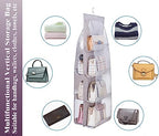 AARAINBOW 2 Packs Hanging Handbag Purse Organizer, Hanging Hand Bag Organizer Wardrobe Closet Purse Holder, 8 Pockets, 43.3L x 14.1W (B Gray Light Pink) - color: B Gray Light Pink