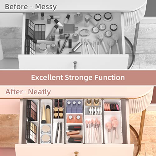 6 PCS Desk Drawer Organizer, Bathroom Drawer Organizer Trays with Dividers Adjustable, Makeup Organizer Bins for Vanity Clothes Junk Kitchen Utensil - style: Organize