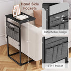 Vagusicc C Shaped End Table, Set of 2 Tall Side Table for Couch, Adjustable Height Small Couch Side Table for Small Spaces, End Table Slide Under Sofa Table TV Tray Arm Table for Living Room, Black - color: Black 2pc