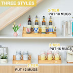 Hongtamoya 3-Tier Expandable Bamboo Mug Holder For Countertop Coffee Cup Holder Display Mug Organizer Mug Rack for Coffee Bar Organizer Mug Shelf for Cabinet for Kitchen, Home - size: (12.40~24.01'')L*10.62''W*4.33''H