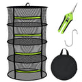 MEKOLIFE Herb Drying Rack Hanging-4 Layer, Plant Drying Rack, Bud Drying Net,Foldable Hanging Dry Rack Net with Green Zipper, Garden Shears & Hooks, for Herbs, Seeds Indoor/Outdoor (23.62") - size: 4 Layers