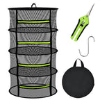 MEKOLIFE Herb Drying Rack Hanging-4 Layer, Plant Drying Rack, Bud Drying Net,Foldable Hanging Dry Rack Net with Green Zipper, Garden Shears & Hooks, for Herbs, Seeds Indoor/Outdoor (23.62") - size: 4 Layers