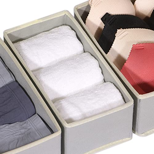 DIOMMELL 12 Pack Foldable Cloth Storage Box Closet Dresser Drawer Organizer Fabric Baskets Bins Containers Divider for Baby Clothes Underwear Bras Socks Lingerie Clothing,Grey 444 - color: Grey