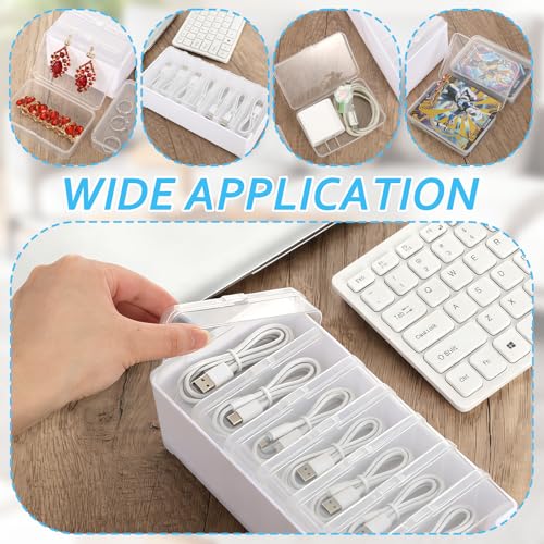 4 Set Cable Organizer Box with 7 Clear Switch Case Power Cord Organizer Desktop Cable Management Box Desktop Charger Cord Storage Organizer Box for Office Home Desk Accessories Stationery Supplies