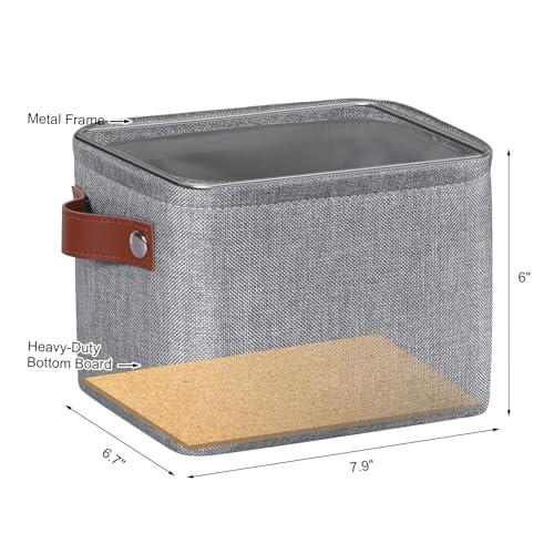 Kntiwiwo Small Fabric Storage Bins, 7.8x6.7x5.9 inch Mini Storage Cubes 4-Pack Storage Basket for Makeup Collapsible Fabric Storage Organizer with Handles, Decorative Basket for Desk, Shelves, Grey - color: Grey, size: 7.9" x 6.7" x 6"