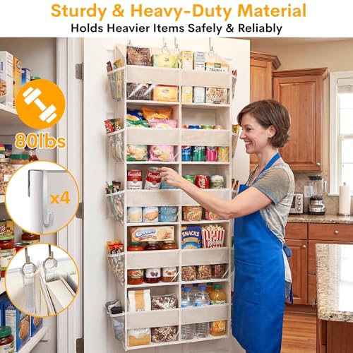 2 Pack Over the Door Organizer 5 Tiers, Extra Large Behind Door Storage of 10 Compartments, 80 lbs Weight Capacity Over Door Organizer, Door Hanging Organizer for Closet, Diaper Organizer, Beige - color: Beige - 5 Tiers - 2 Pack