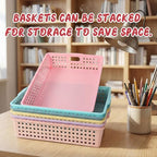 Tenceur 6 Pcs Turn in Trays Classroom, Stackable Tray for Classroom Plastic Storage Baskets Teacher Organizers for Library Drawers Office Desk (Classic,Pastel,13.5 x 10 x 3.1 Inches)