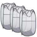 Larpur Pack of 3 Pop up Laundry Hampers, Collapsible Laundry Baskets, Portable Mesh Clothes Hampers for Home Room, College Dorm, Apartment, Foldable Hamper with Carry Handles, Gray - color: 3*Grey