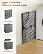 Greenstell Laundry Hamper with Lid, 125L Laundry Basket with 2 Removable Liner Bags & 2 Mesh Bags, Handwoven Synthetic Rattan Clothes Hamper for Clothes, Toys in Bathroom, Bedroom, Foldable, Grey - color: Gray, size: 125L (25.6 x 13.0 x 23.6 inches)