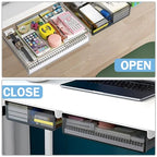 SVNNELP Large Under Desk Table Drawer Storage Organizer A4, Hidden Self-Adhesive Under Desk Pencil Tray Drawer for Office (Clear Black/L) - size: L